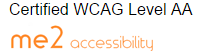 Certified WCAG level AA. me2Accessibility logo
